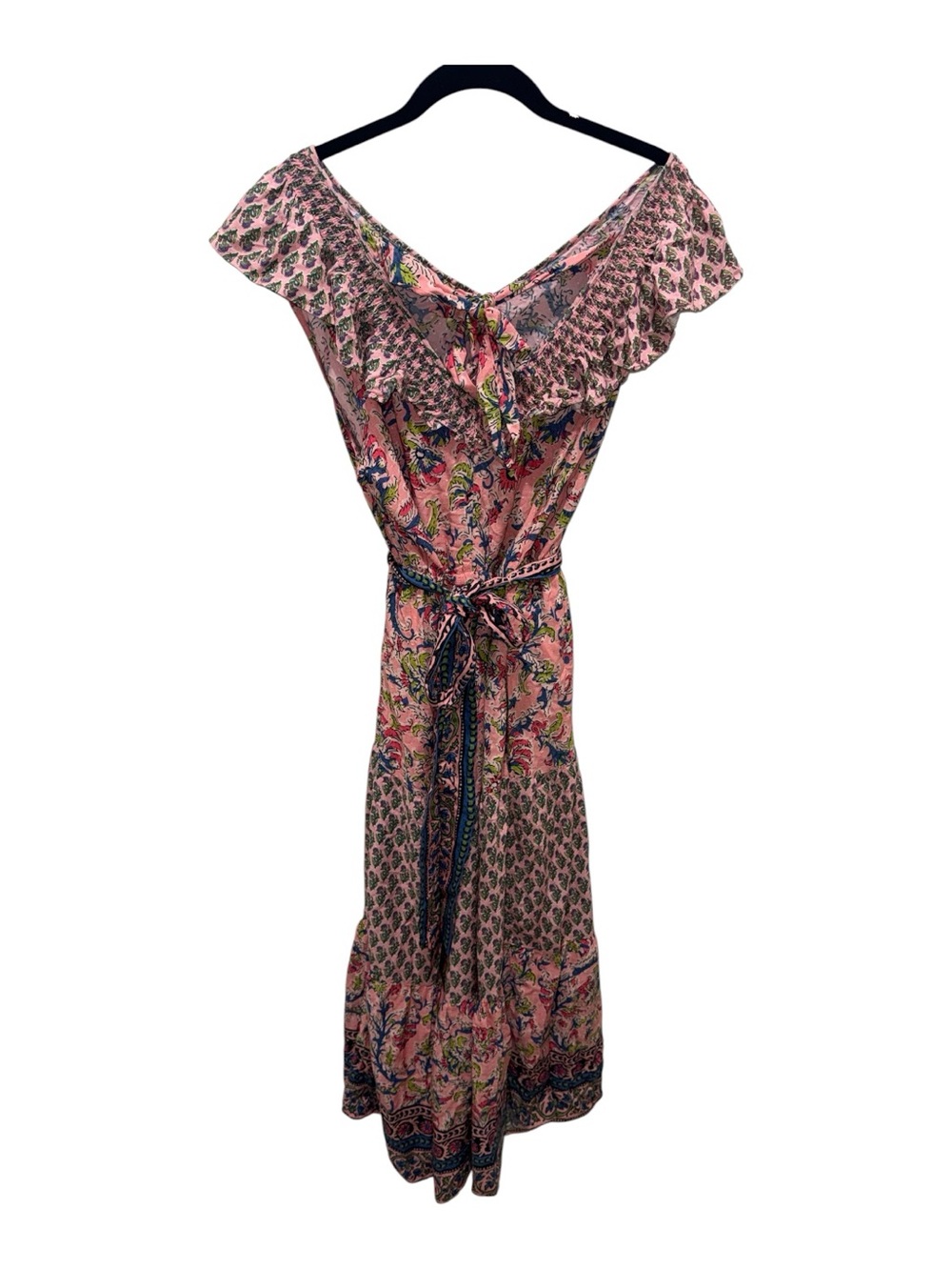 Anthropologie Farmers Market Pink Floral Off Shoulder Maxi Dress Large Boho - Picture 5 of 7